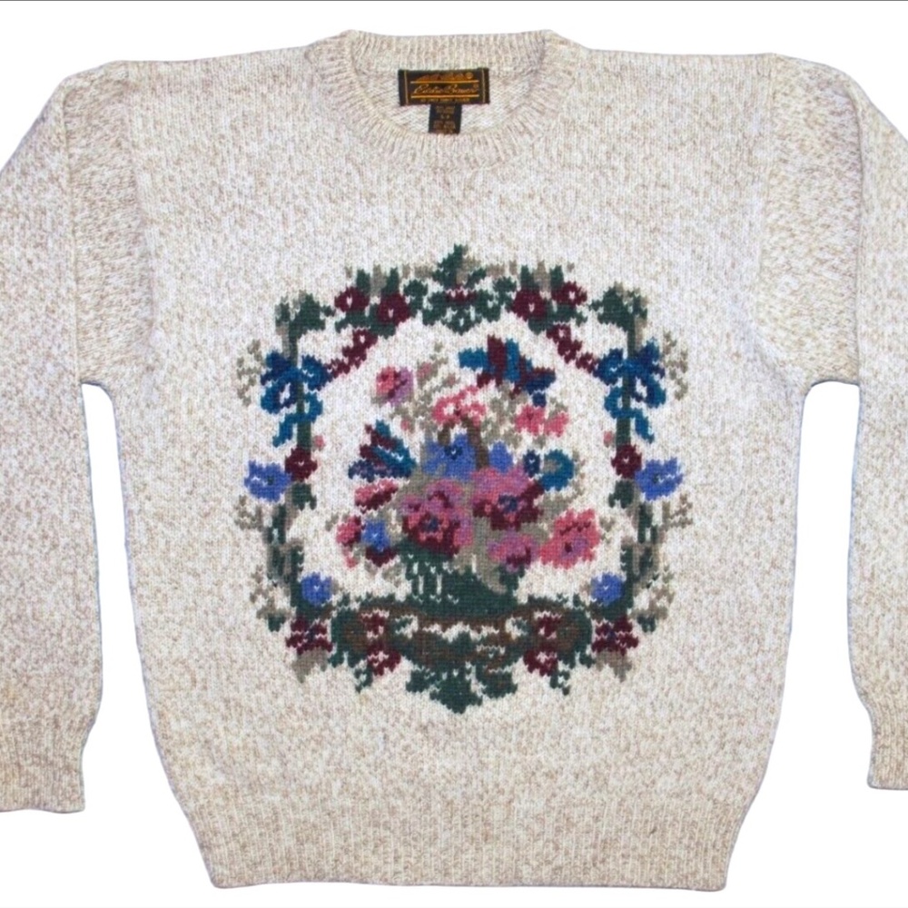 1990'S EDDIE BAUER BOUQUET SWEATER SZ LRG